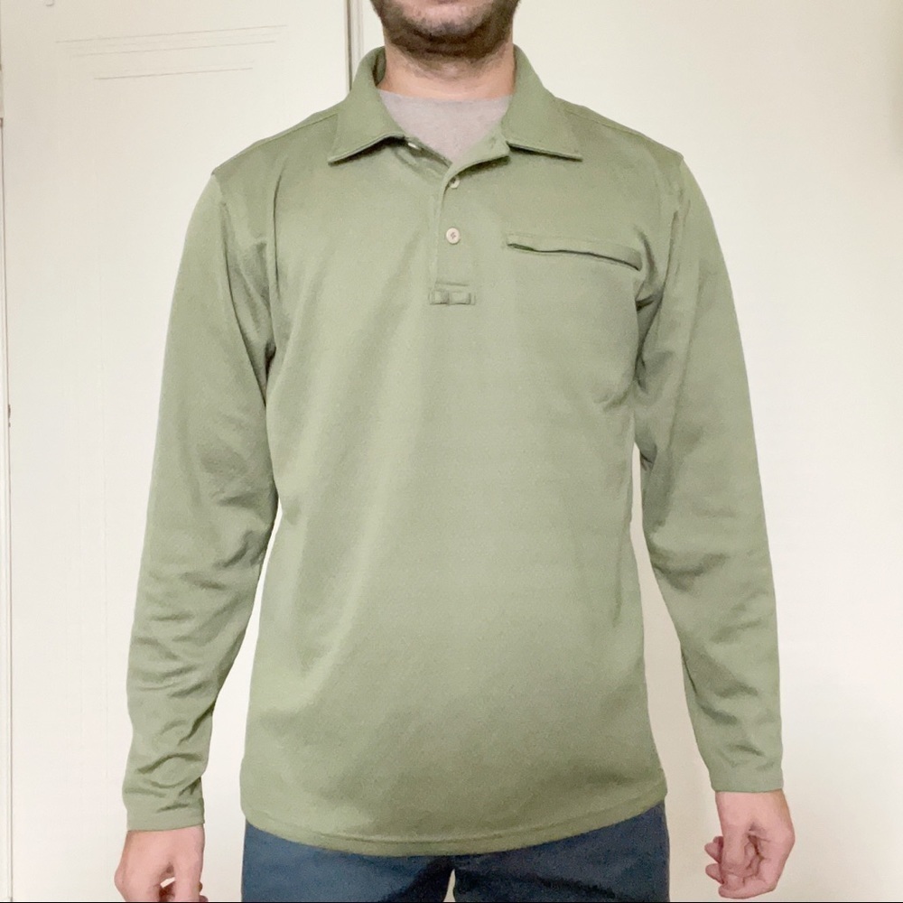 L.L. Bean Men’s Long Sleeve Polo Shirt Green Size Medium
